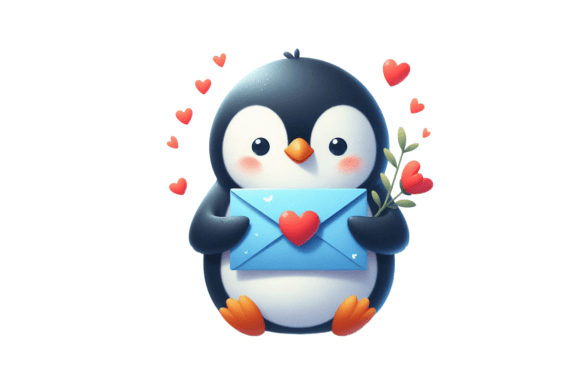 Download Penguin Valentine Mail with Heart - Premium Resources