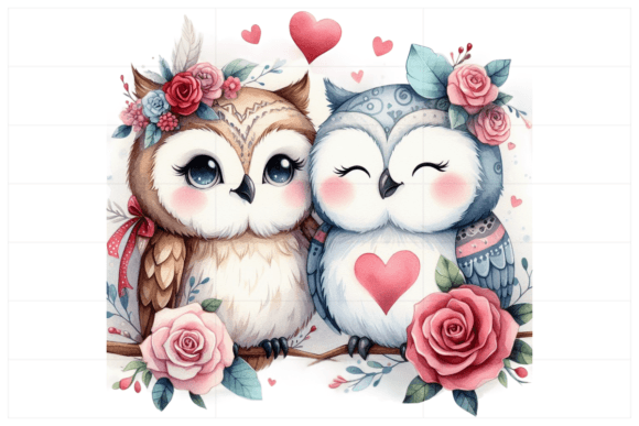 Download Watercolor Valentine Couple Owl Clipart - Premium Resources